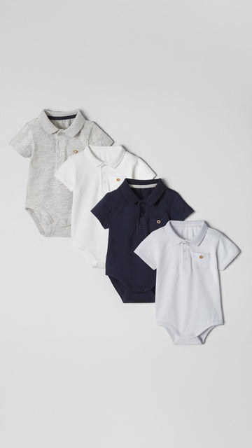 3-pack Baby Bodysuit with Polo Shirt Collar