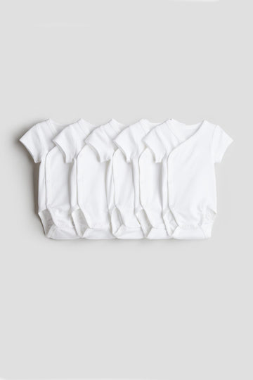 3/5 Pieces Baby Bodysuit Set | Cotton, Wrap Over Front 5 pieces pack