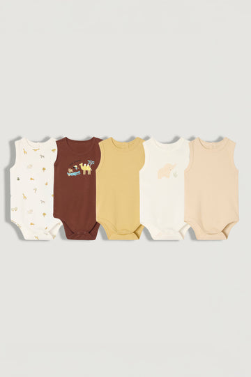 5-Pack Sleeveless Baby Bodysuits | Cotton, Snap Button