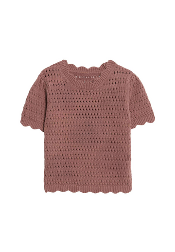 Brown crochet top on a white background