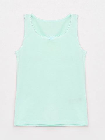 Girl's Lace Trimmed Tank Top – 100% Cotton | Mint Green