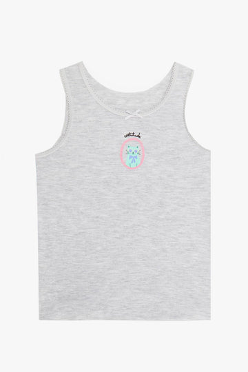Light Grey Cotton Fabric Girl's Tank Top