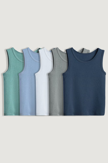 5 Pieces Toddler Boys Vest Tank Top Pack - Cotton fabric