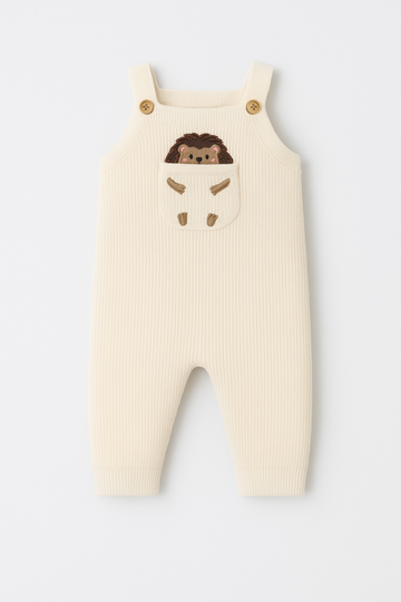 Baby Knit Romper with Hedgehog Pocket