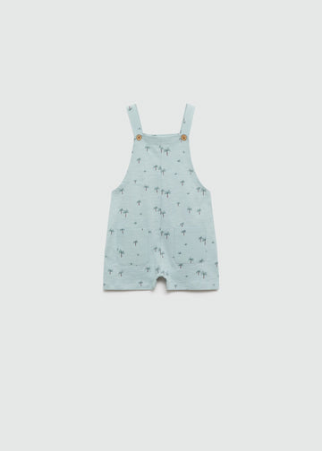 Light Mint Palm Print Dungaree for Toddlers