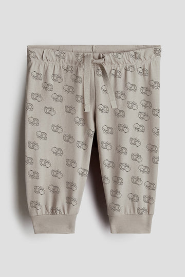 Toddler Beige Cotton Sweatpants | Turtle Print Joggers