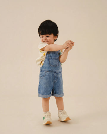 Toddler boy wearing cotton denim romper — PTex baby shop Bangladesh