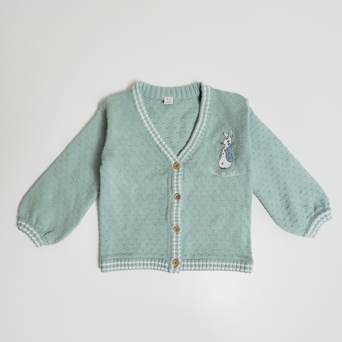 Unisex Toddler Baby Cardigan | Cotton, Deep Neck, Sage Green