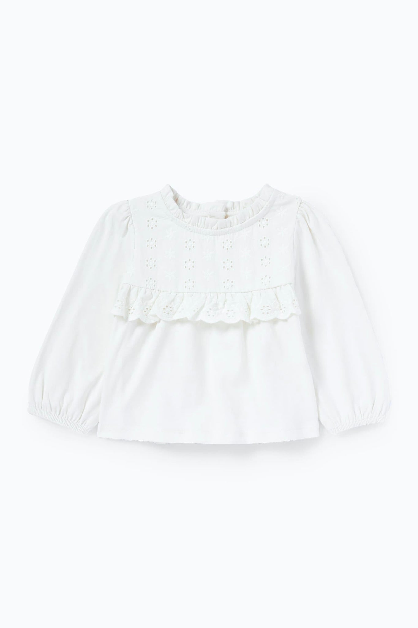 Girl's Top | Long Sleeve, Cotton, Ruffled neck