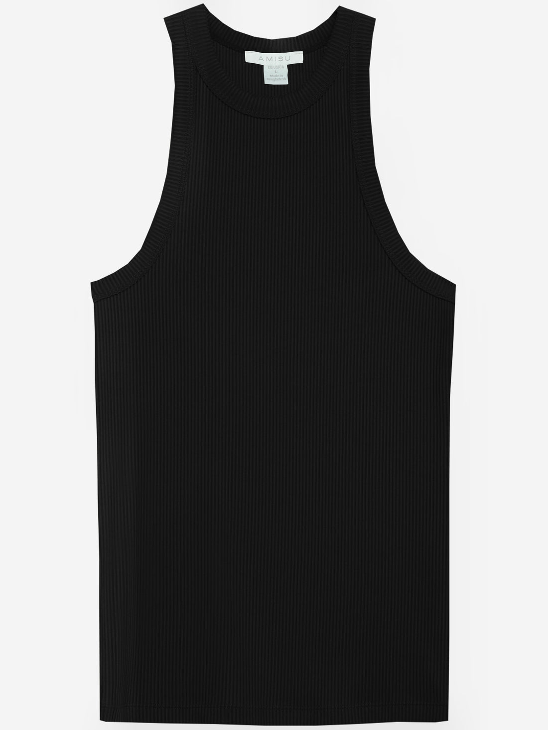 Black Ribbed Tank Top women