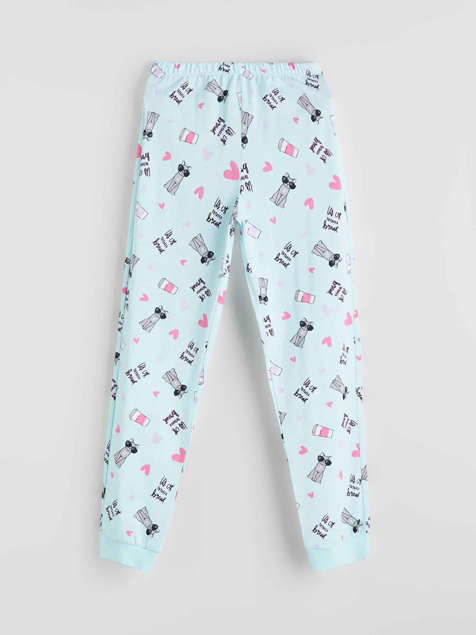 Girl's Mint Blue Cotton Fabric Leggings