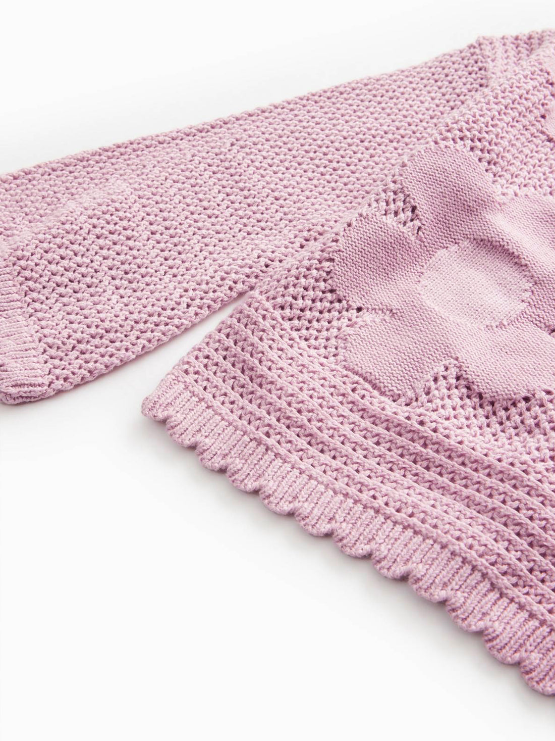 Girl's Open Knit Floral Bell Sleeve Drop Shoulder Jumper