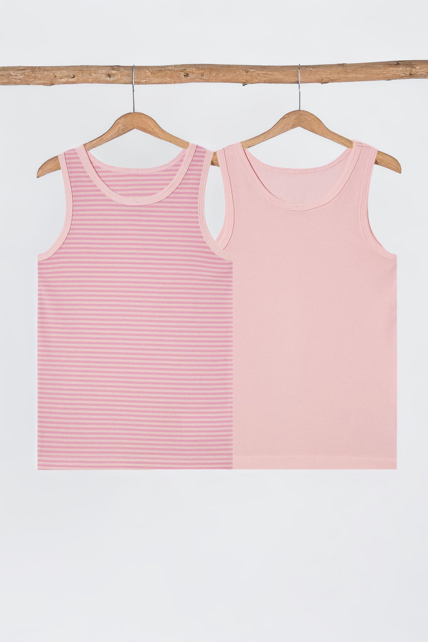 2-Pack Girls' Cotton Tank Tops – Pink & Stripe