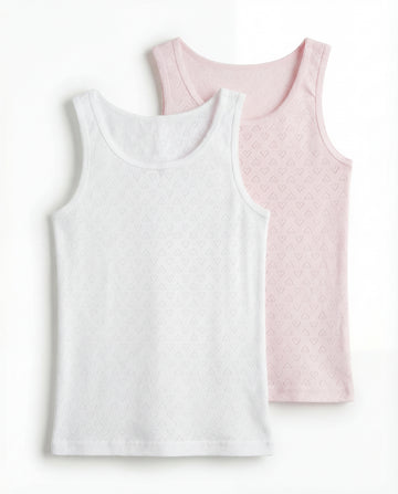 Pack of 2 Toddler Girl’s pointelle Lace trimmed tank top