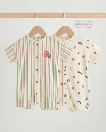 2-Pack Short Sleeve Baby Romper -  Front Button