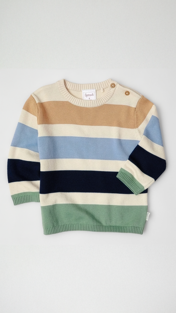 Unisex Striped Cotton Knit Jumper