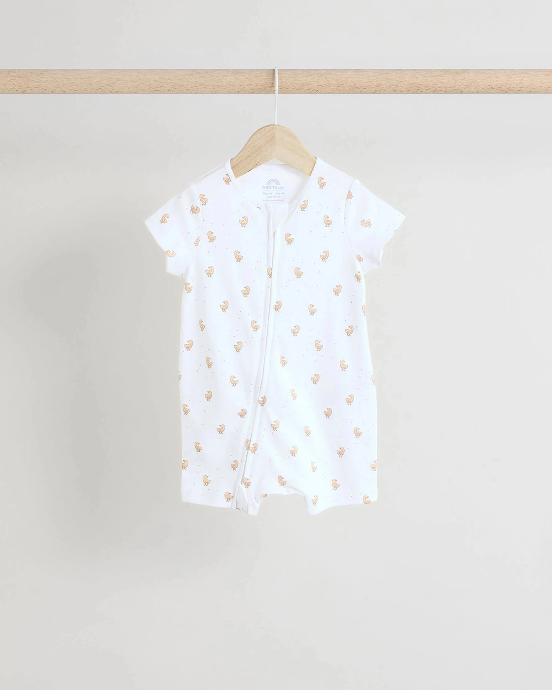 2-Pack Baby Zip Rompers — Duckling Print & Greige Stripe