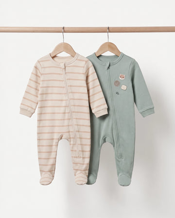 2-Pack Zip-Through Romper Set -
