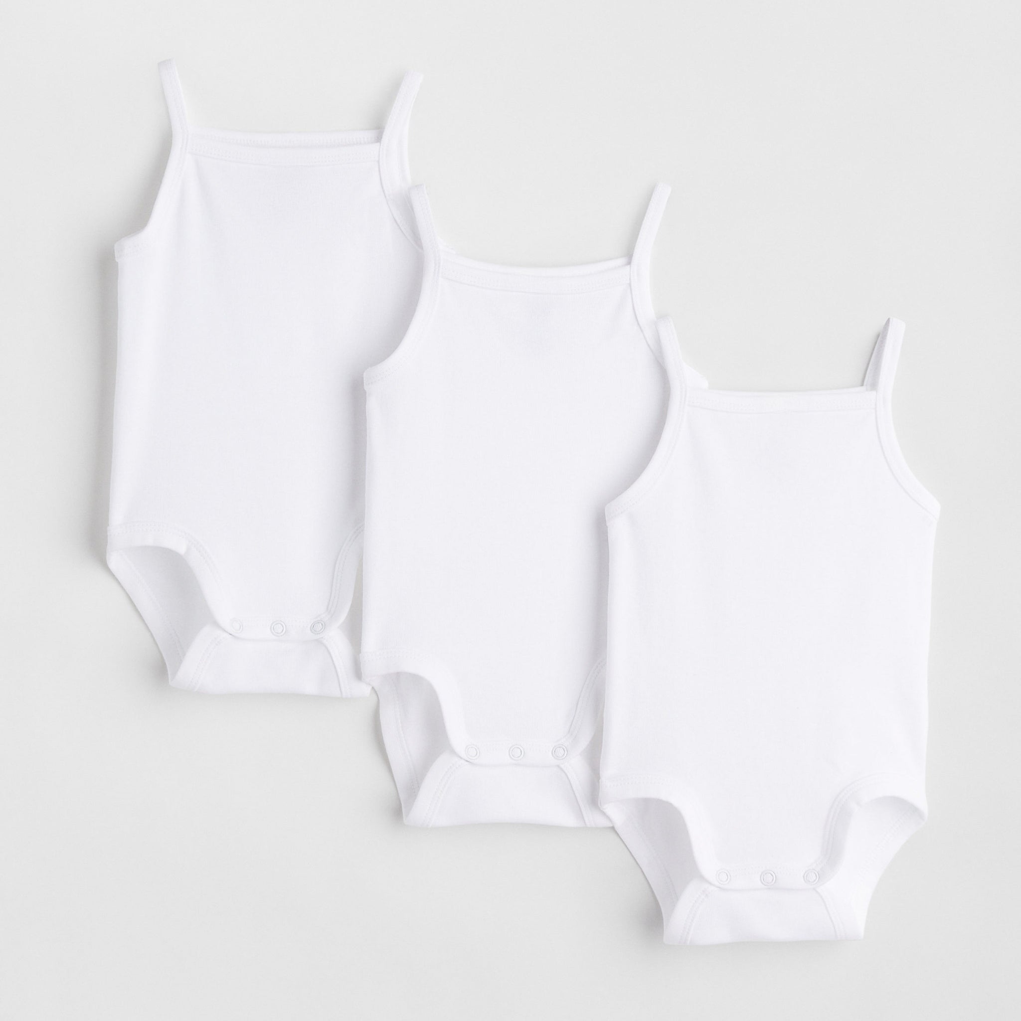3- Pack White Bodysuits with Fine Straps