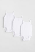 3- Pack White Bodysuits with Fine Straps