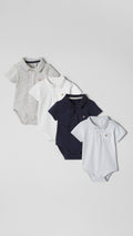 3-pack Baby Bodysuit with Polo Shirt Collar