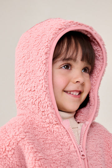 Girl's Sherpa Hoodie | Polyester, Zipper, Pink