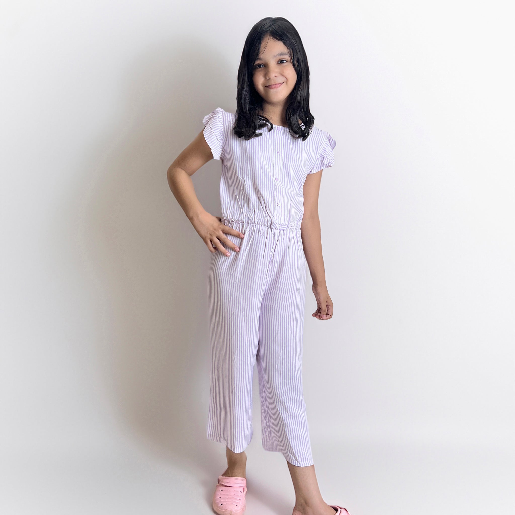 Girl’s 3/4 Jumpsuit | Cotton, light Purple