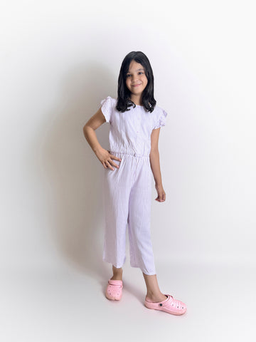 Girl’s 3/4 Jumpsuit | Cotton, light Purple