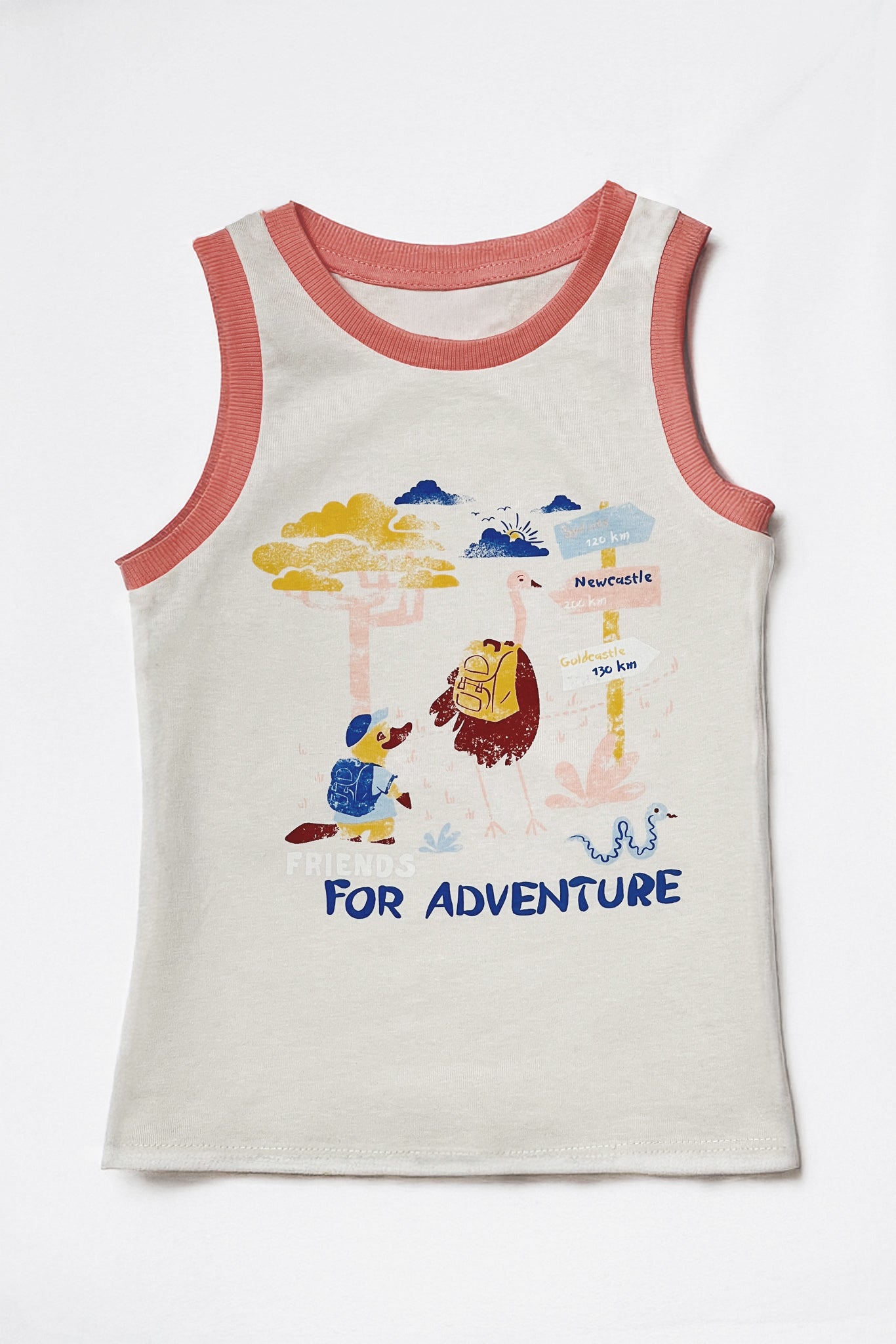 3 - Pieces Infant Sleeveless tank top beige print