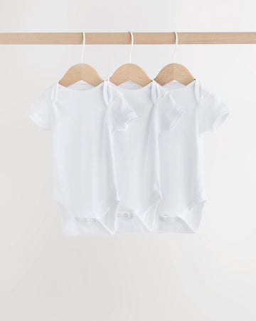3-Pack Baby Half Sleeve Cotton Bodysuit — White