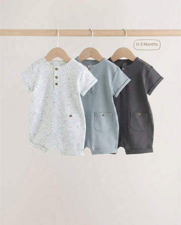 3-Pack Baby Romper – Ribbed Cotton
