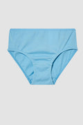 Blue girl's underwear on a light gray background
