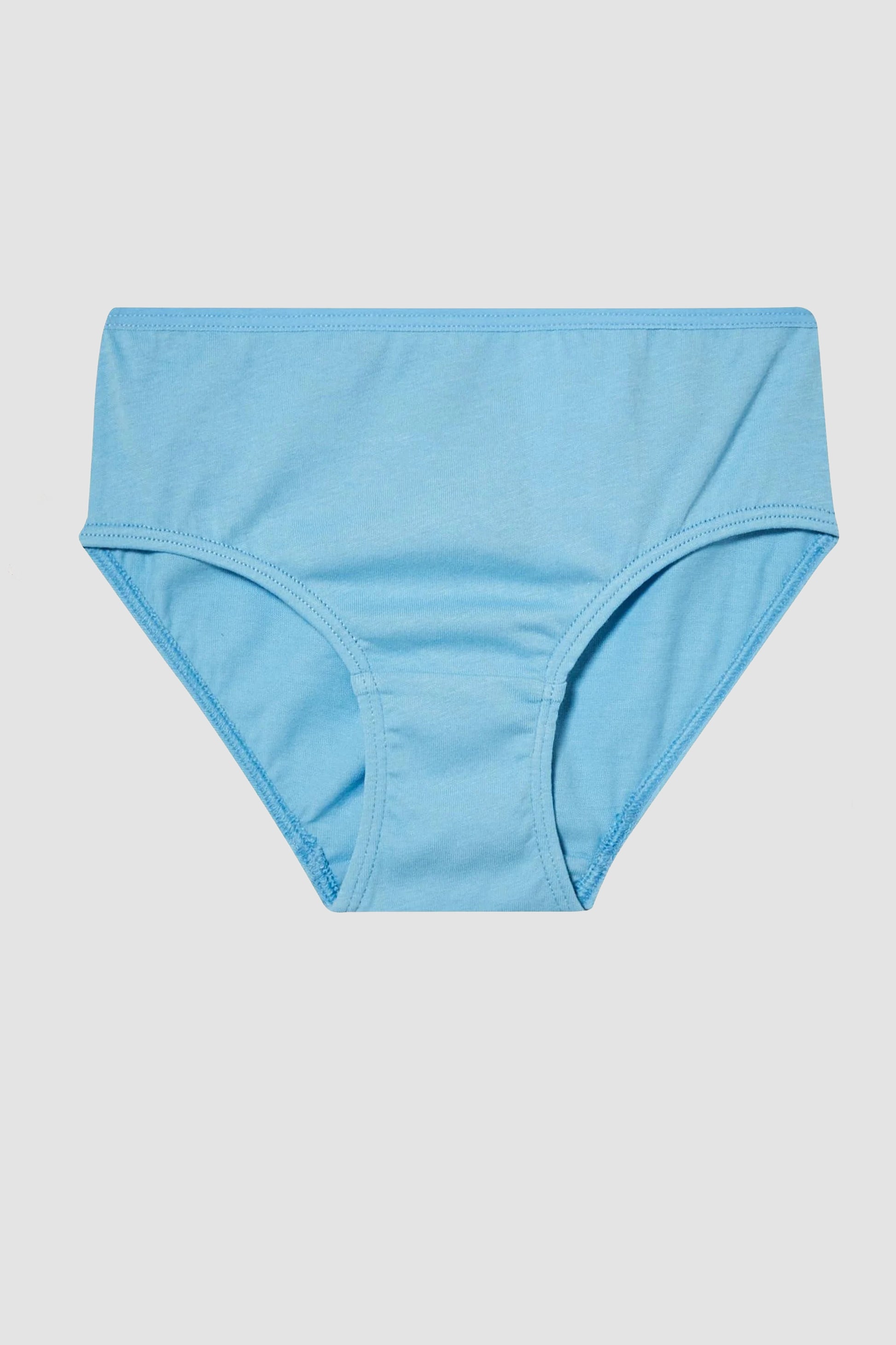 Blue girl's underwear on a light gray background