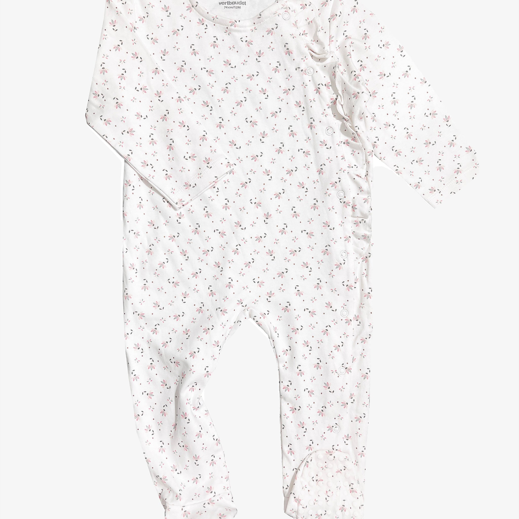 Baby Romper| Side Ruffled| Cotton|White