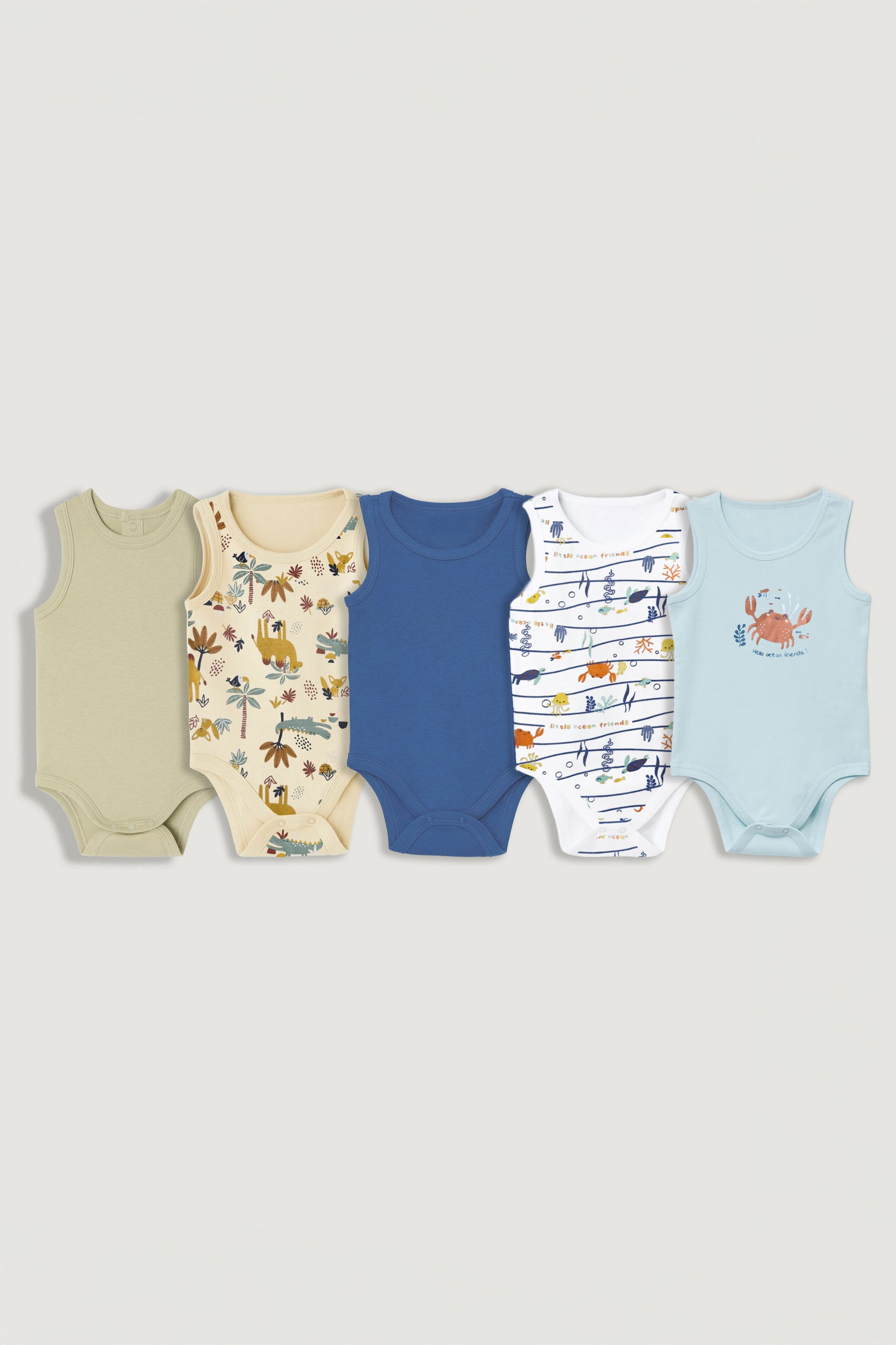 5-Pack Sleeveless Baby Bodysuits | Cotton, Snap Button pack 2