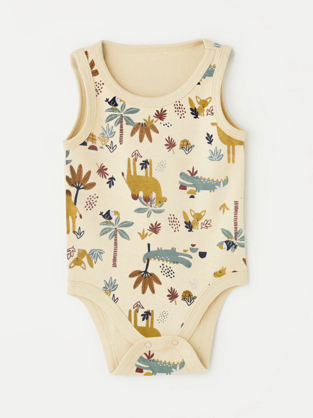 5-Pack Sleeveless Baby Bodysuits, beige camel print