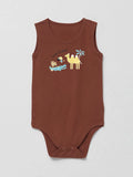5-Pack Sleeveless Baby Bodysuits, brown camel print