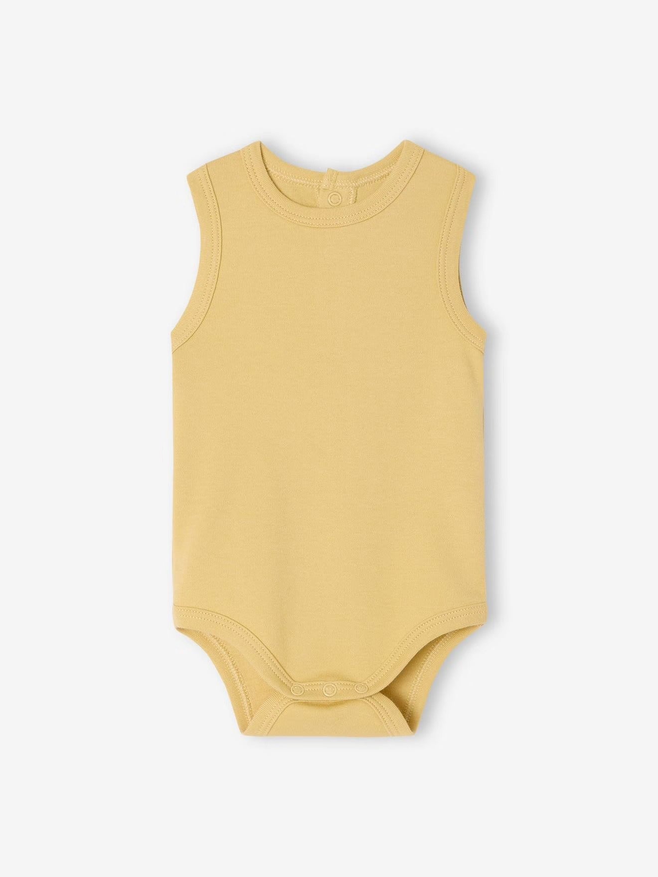 5-Pack Sleeveless Baby Bodysuits, solid mustard  yellow