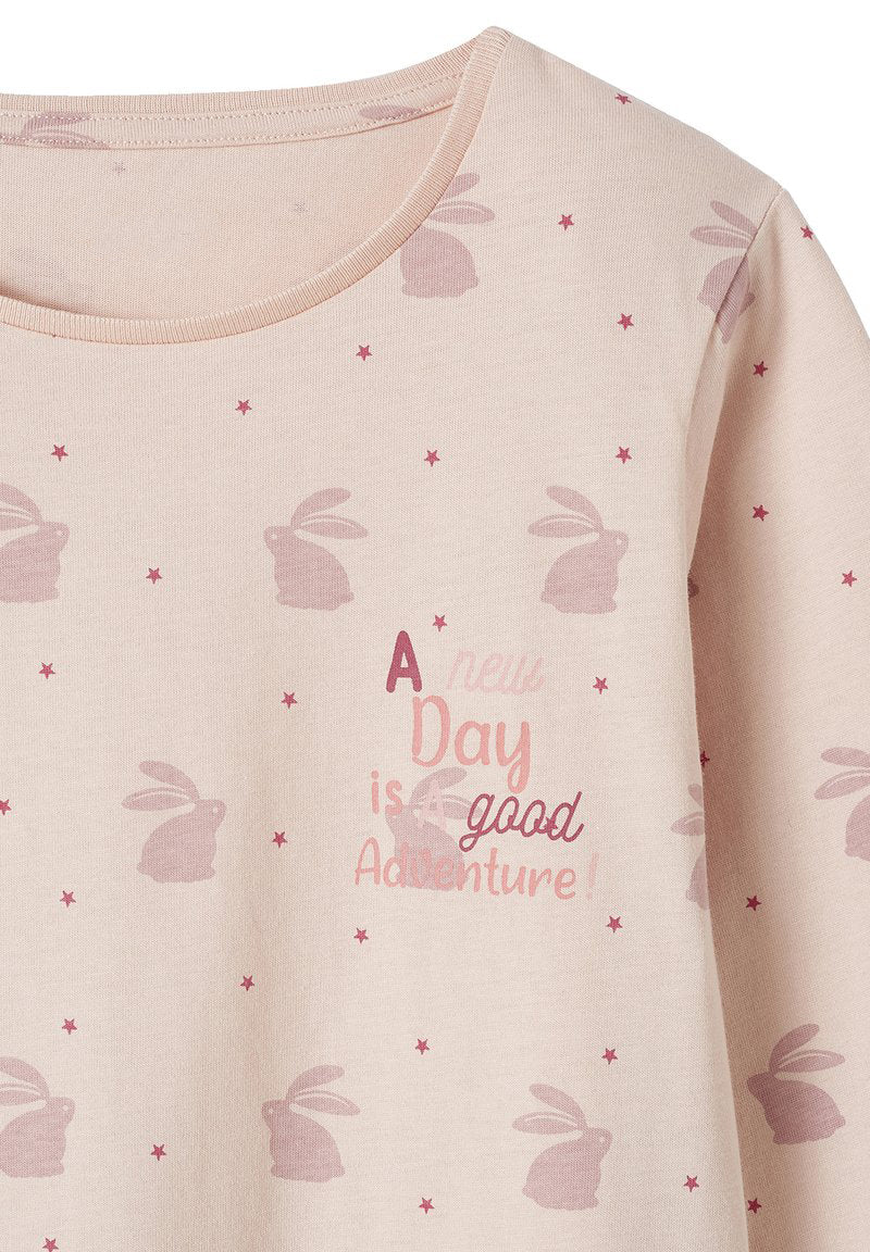 Girls Long Outfit | Cotton, Full Sleeve, Rabbit Print