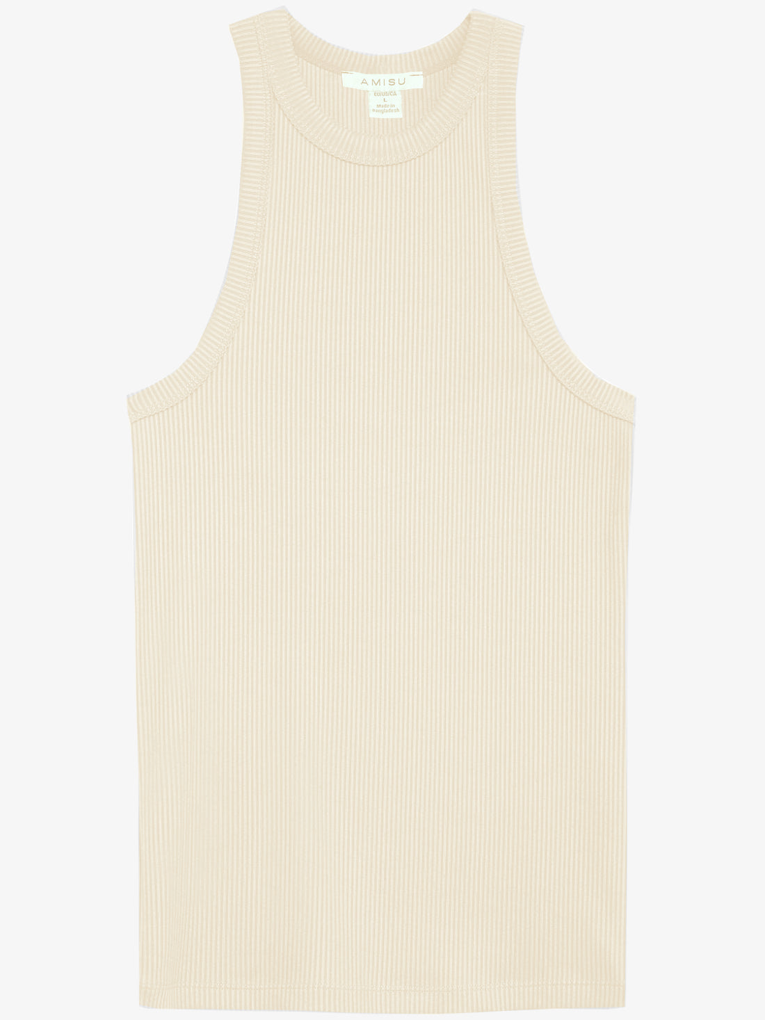 Women's Tank Top | Ribbed Fabric, Long, Beige