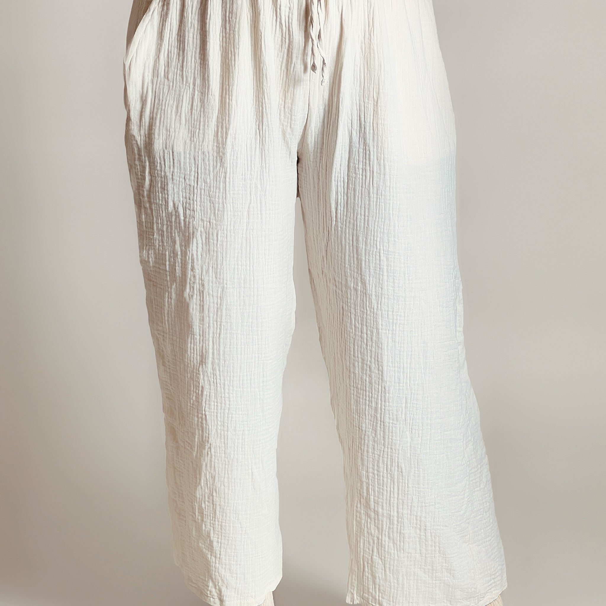 Women's Trouser | 3/4 Length, Wrinkle Texture, Baumwolle Cotton