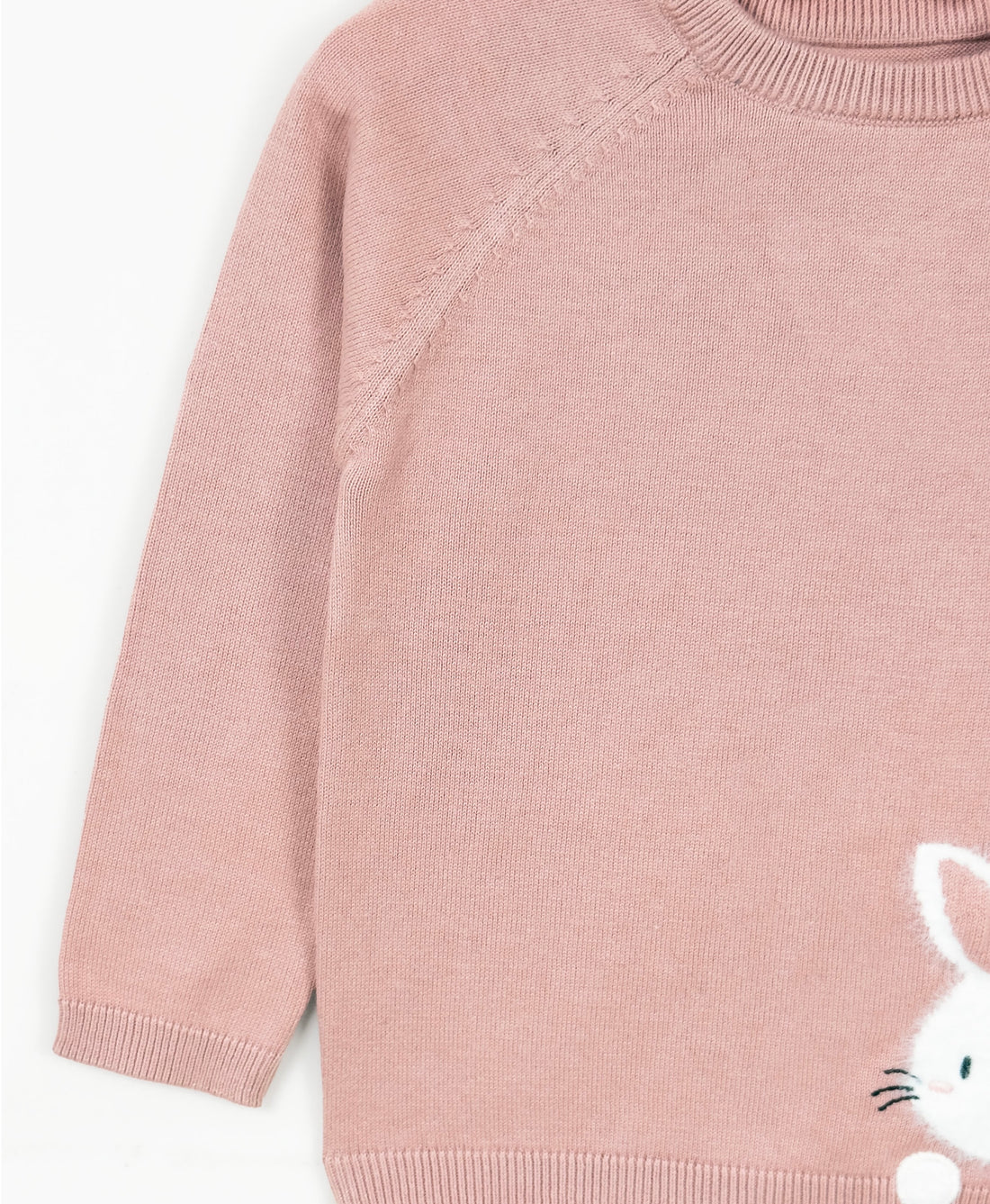 Baby Girls’ Bunny Pure Cotton Knit Sweater – Soft Pink