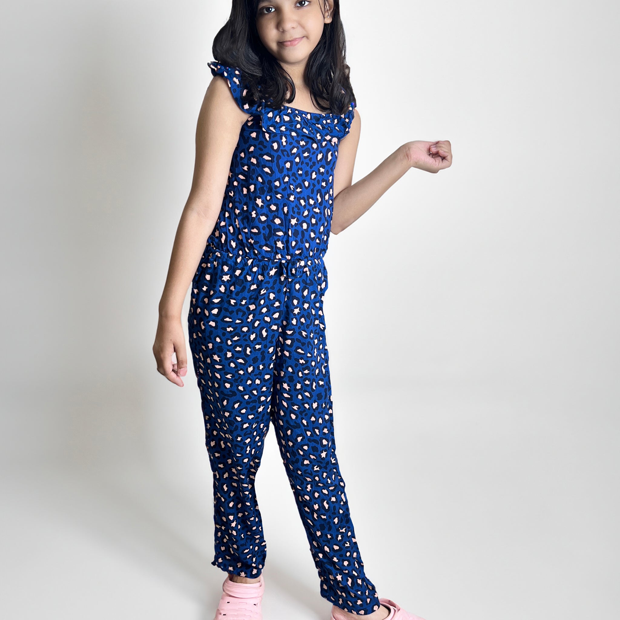 Girl's Full Jumpsuit | Cotton, Ruffled Sleeve