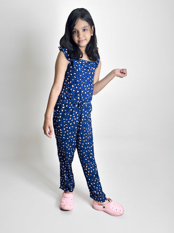 Girl's Full Jumpsuit | Cotton, Ruffled Sleeve