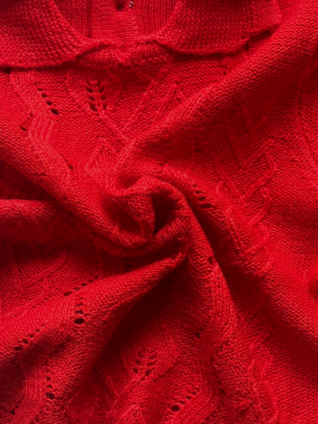 Ruffled Neck Baby Sweater | Cotton, Crimson Red