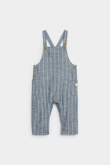 PTex Fashion striped chambray dungaree, flat lay, full front view