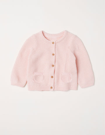 Baby Cardigan | Moss Knit,  Light Pink