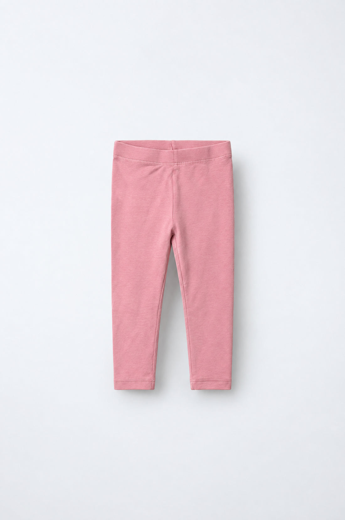 PTex Fashion baby girls' dusty rose cotton leggings with elastic waistband, flat lay front view