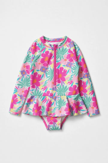 Baby Girl's Floral Print Swimsuit  — Tropical Floral