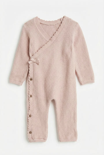 Baby Girl's Side Parted Knit Baby Romper